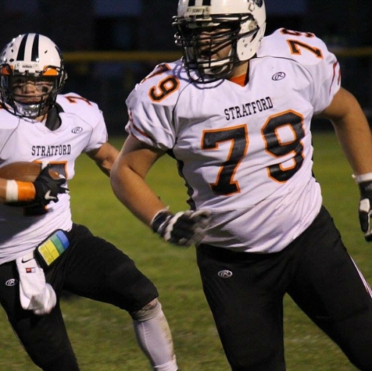 Stratford offensive lineman Tanner Weinfurtner, right, will play for Team USA in the U-18 International Bowl against a team from Canada on Feb. 3 in Arlington, Texas. (Photo submitted)