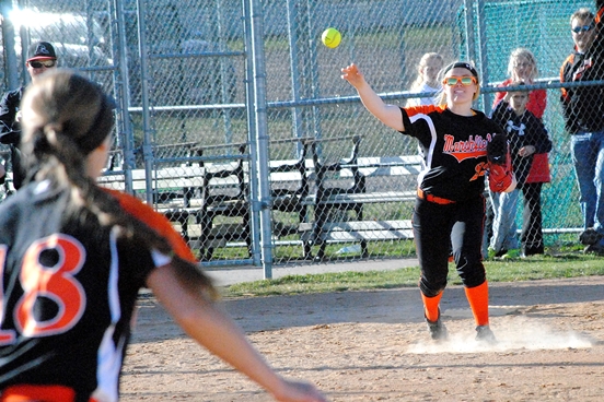 Marshfield sophomore Megan Donahue will be force at the plate and on the mound this season for the Tigers. (Photo by Paul Lecker/MarshfieldAreaSports.com)