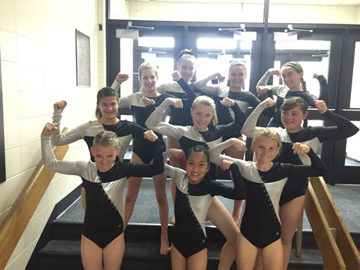Members of the Marshfield MAGIC Level 3 competitive gymnastics team this season were, in front from left, Annie Goldberg, Phoebe Hernandez, and Calleigh Kunitz; in the middle row, Tianna Vobora, Casey Frankland, and Rainna Simone; and in the back, Lizzie Hanson, Kyra Huff, Vanessa Krenn, and Lauren Maki. (Submitted photo)