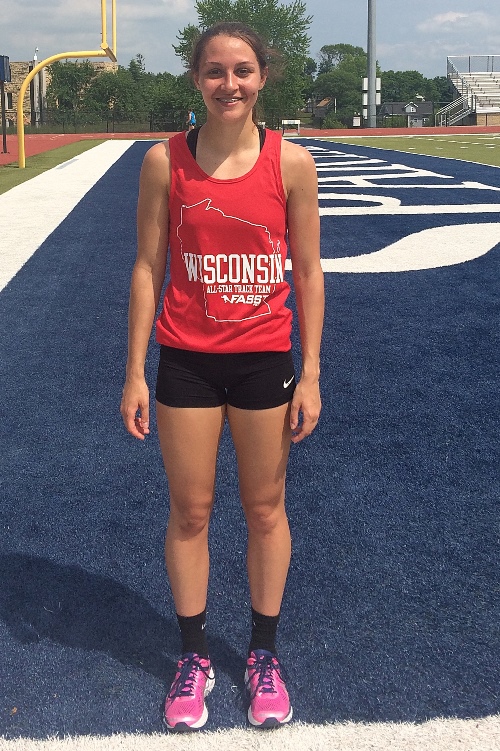 Columbus Catholic's Alexandra Hutchison won the 200 meters and was part of the winning 800-meter relay team at the Senior All-Star Spotlight Track Meet on Saturday at the University of Dubuque in Iowa. (Photo submitted by Steve Hutchison)