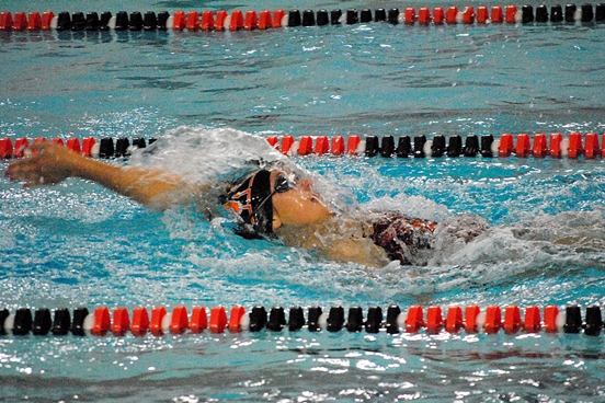 Marshfield junior Sophie Koehn is one of the top backstroke swimmers returning this season for the Tigers.  (Photo by Paul Lecker/MarshfieldAreaSports.com)