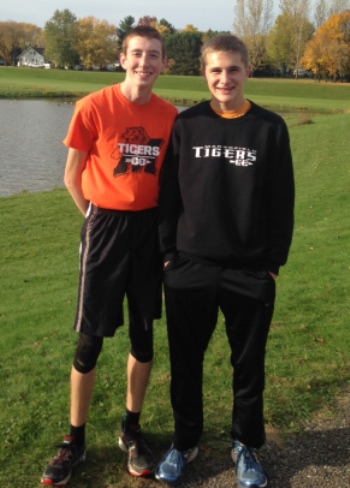 Marshfield juniors Jared Oemig, left, and Jordan Dzikowich earned all-Wisconsin Valley Conference cross country honors after finishing in the top 15 at the conference meet on Oct. 15 at Frey Field in Spencer. (Submitted photo)