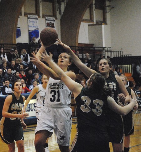 Junior Marissa Immerfall is Columbus Catholic’s top returning scorer and rebounder from last year’s squad that finished sixth in the Cloverbelt East. (Photo by Paul Lecker/MarshfieldAreaSports.com)